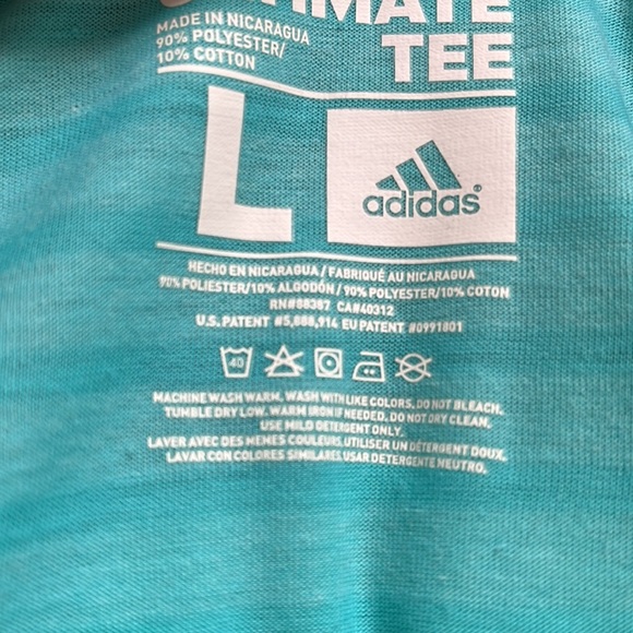 HP 🎉 Adidas aqua striped tee. Size large like new - Picture 10 of 10